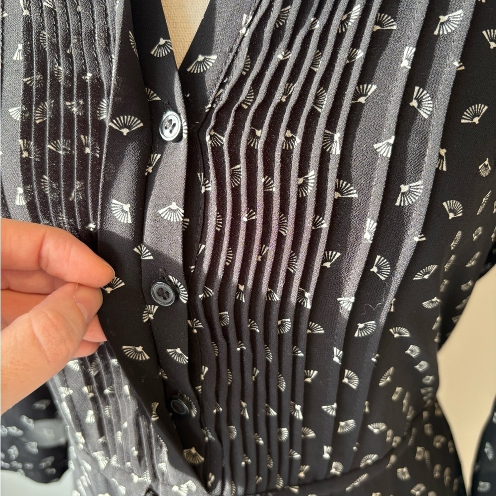 H&M Black & White Fan Print Dress – Size 6 - Picture 7 of 14
